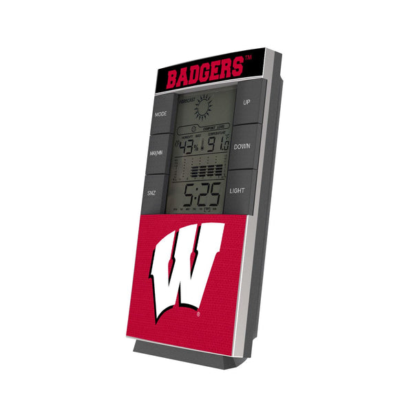 Wisconsin Badgers Endzone Solid Digital Desk Clock