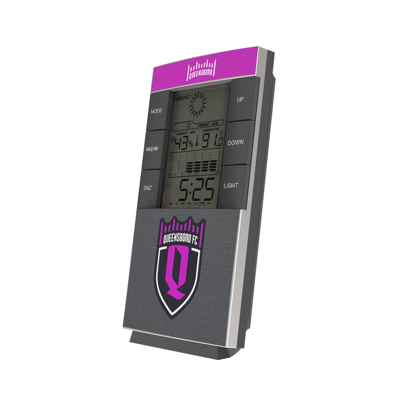 Queensboro FC  Solid Wordmark Digital Desk Clock