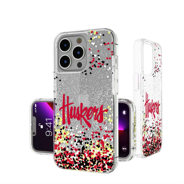 Nebraska Huskers Confetti iPhone Glitter Case