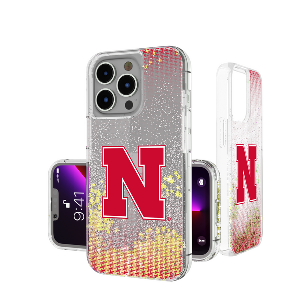 Nebraska Huskers N Linen iPhone Glitter Phone Case