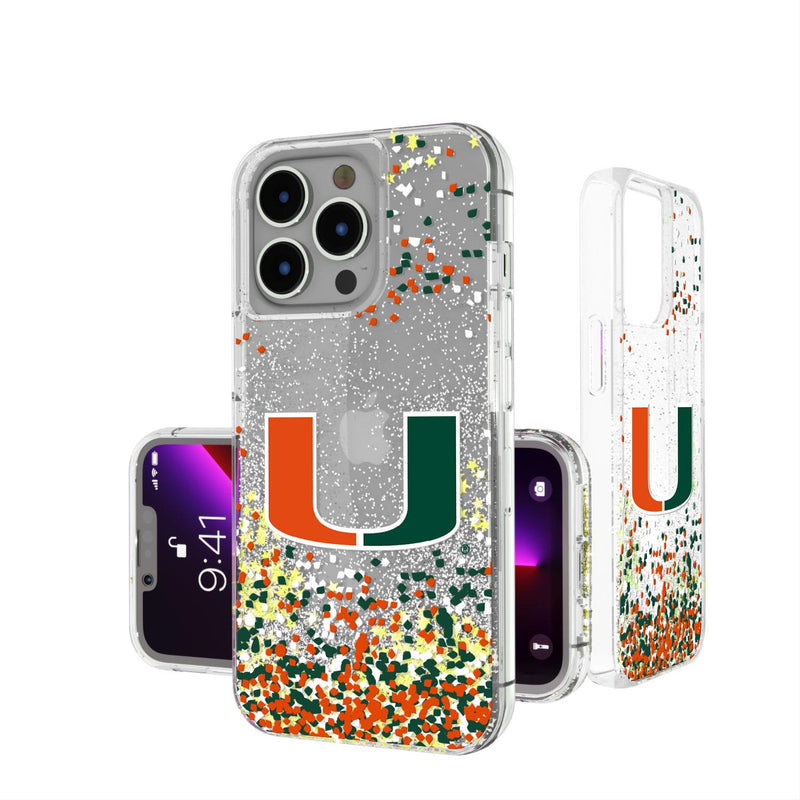 Miami Hurricanes Confetti iPhone Glitter Case