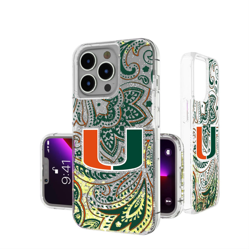 Miami Hurricanes Paisley iPhone Glitter Case