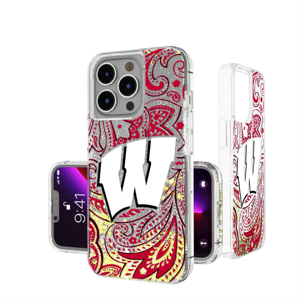 Wisconsin Badgers Paisley iPhone Glitter Case
