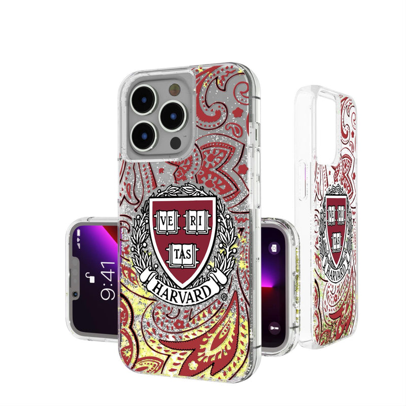Harvard Crimson Paisley iPhone Glitter Case