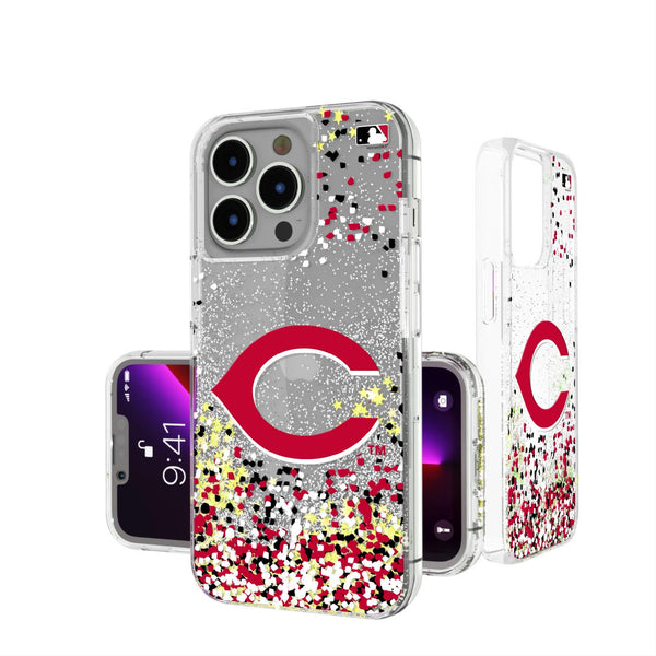 Cincinnati Reds Confetti iPhone Glitter Case