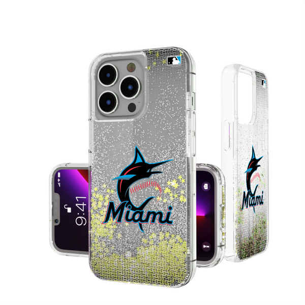 Miami Marlins Linen iPhone Glitter Phone Case