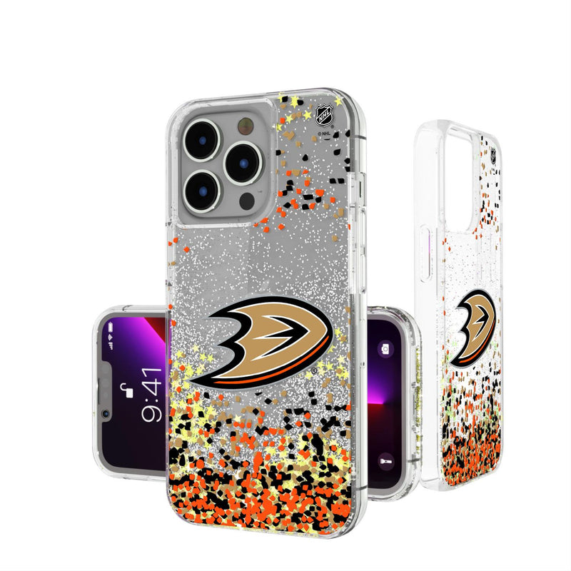 Anaheim Ducks Confetti iPhone Glitter Case