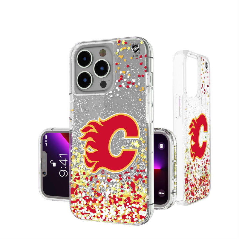 Calgary Flames Confetti iPhone Glitter Case