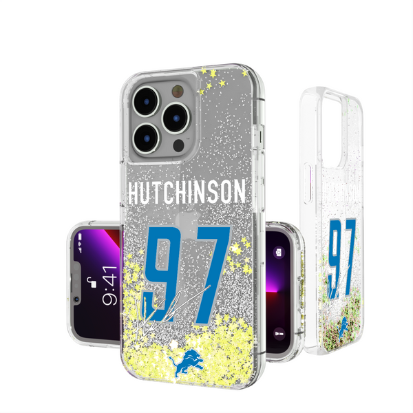 Aidan Hutchinson Detroit Lions 97 Ready iPhone Glitter Phone Case