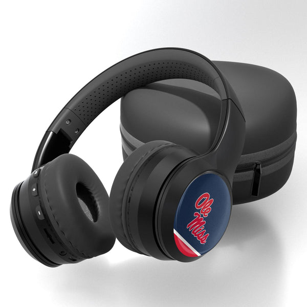 Mississippi Ole Miss Rebels Stripe Wireless Over-Ear BT Headphones With Case