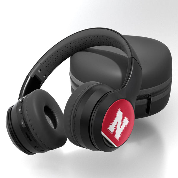 Nebraska Huskers N Stripe Wireless Over-Ear BT Headphones With Case