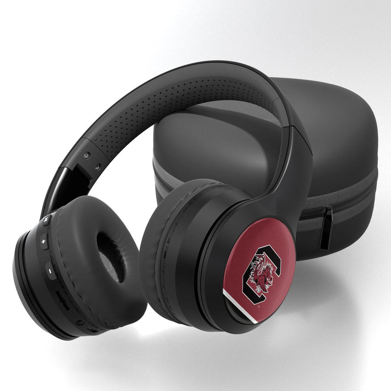South Carolina Fighting Gamecocks Stripe Wireless Over-Ear BT Headphones With Case
