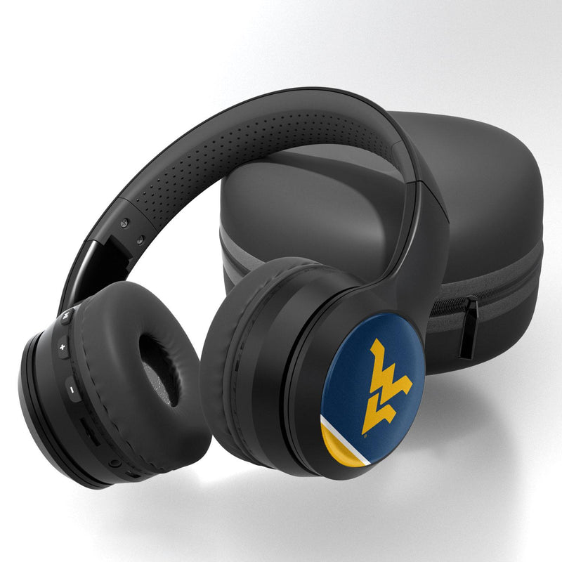 West Virginia Mountaineers Stripe Wireless Over-Ear BT Headphones With Case