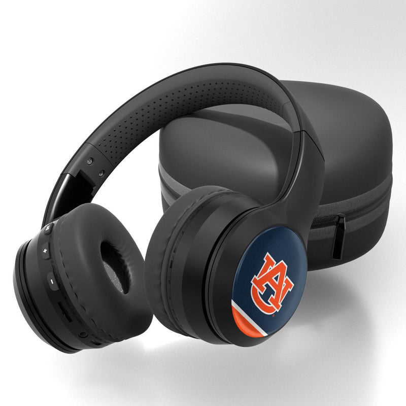 Auburn Tigers Stripe Wireless Over-Ear BT Headphones With Case