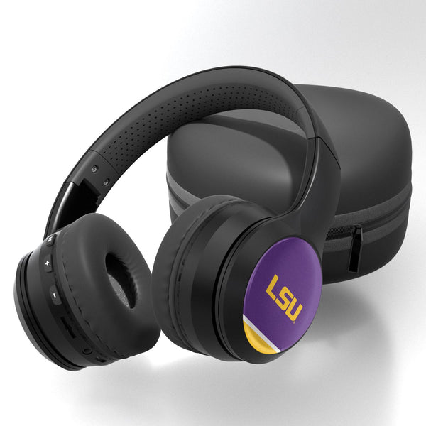 Louisiana State University Tigers Stripe Wireless Over-Ear BT Headphones With Case