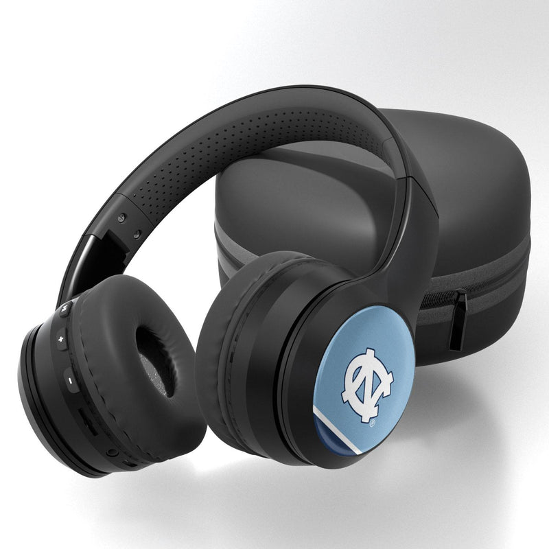 North Carolina Tar Heels Stripe Wireless Over-Ear BT Headphones With Case