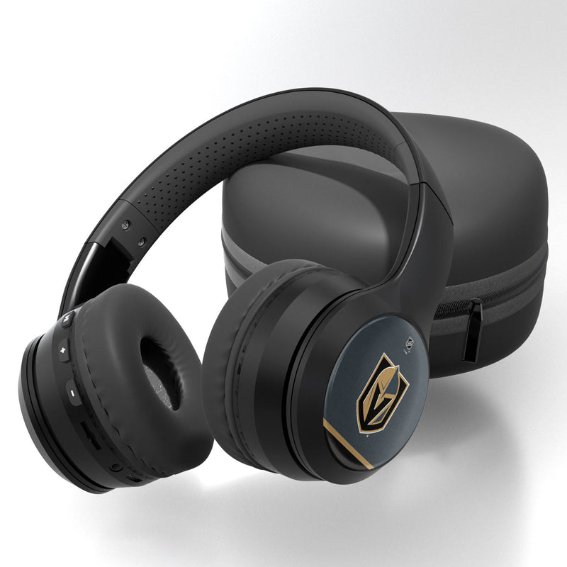 Vegas Golden Knights Stripe Wireless Over-Ear Bluetooth Headphones With Case