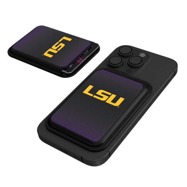 Louisiana State University Tigers Linen Black Magnetic Credit Card Wallet