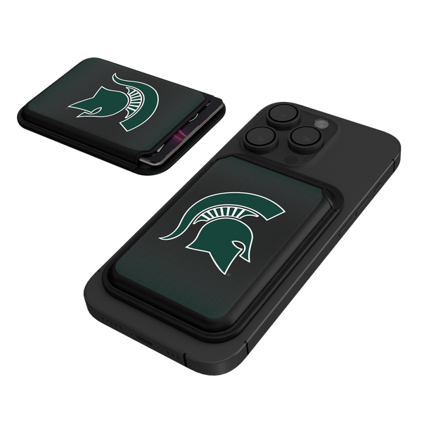 Michigan State Spartans Linen Black Magnetic Credit Card Wallet