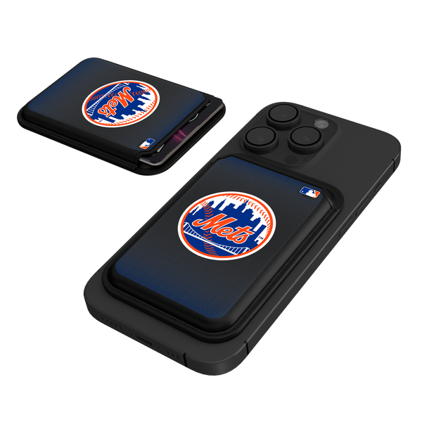 New York Mets Linen Black Magnetic Credit Card Wallet