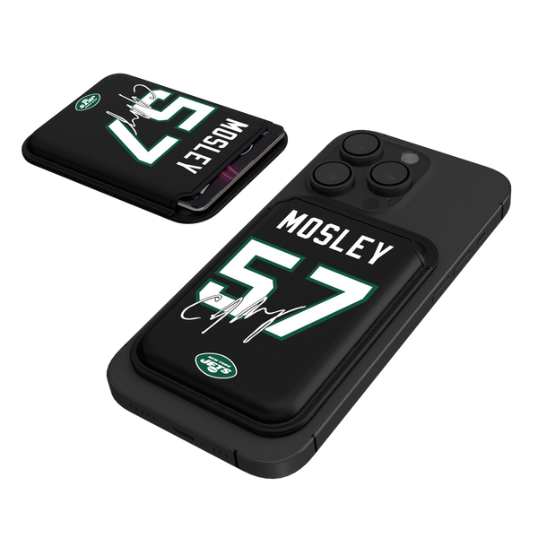C.J. Mosley New York Jets 57 Ready Black Magnetic Credit Card Wallet