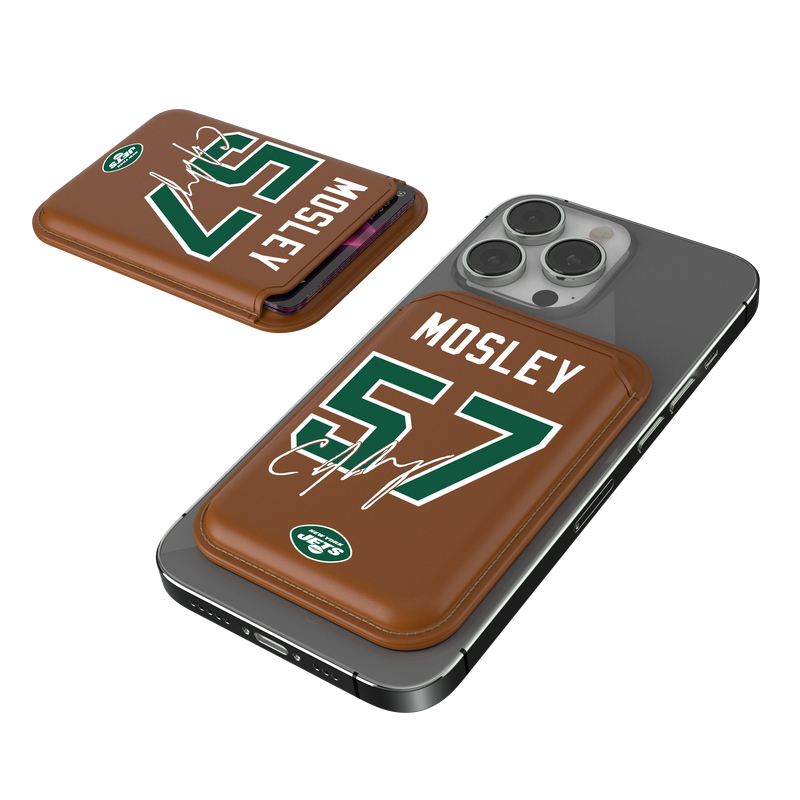C.J. Mosley New York Jets 57 Ready Brown Magnetic Credit Card Wallet
