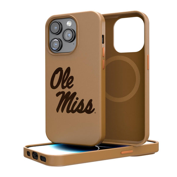 Mississippi Ole Miss Rebels Woodburned iPhone Brown Magnetic Case