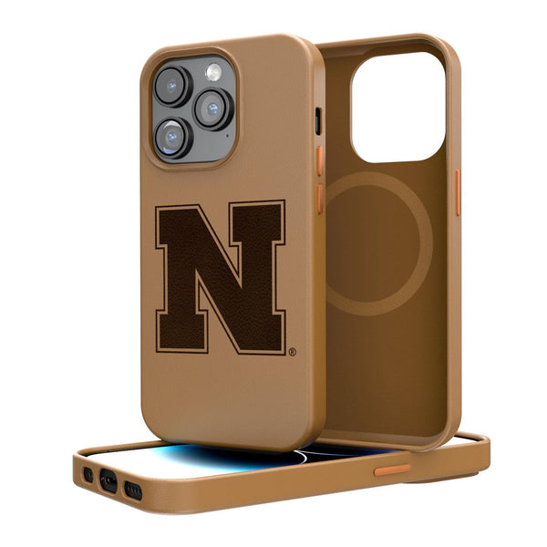 Nebraska Huskers N Woodburned iPhone Brown Magnetic Case