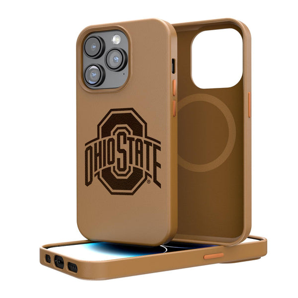 Ohio State Buckeyes Woodburned iPhone Brown Magnetic Case