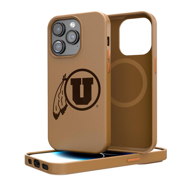 Utah Utes Woodburned iPhone Brown Magnetic Case
