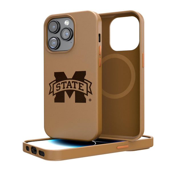 Mississippi State Bulldogs Woodburned iPhone Brown Magnetic Case