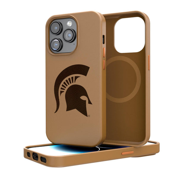 Michigan State Spartans Woodburned iPhone Brown Magnetic Case