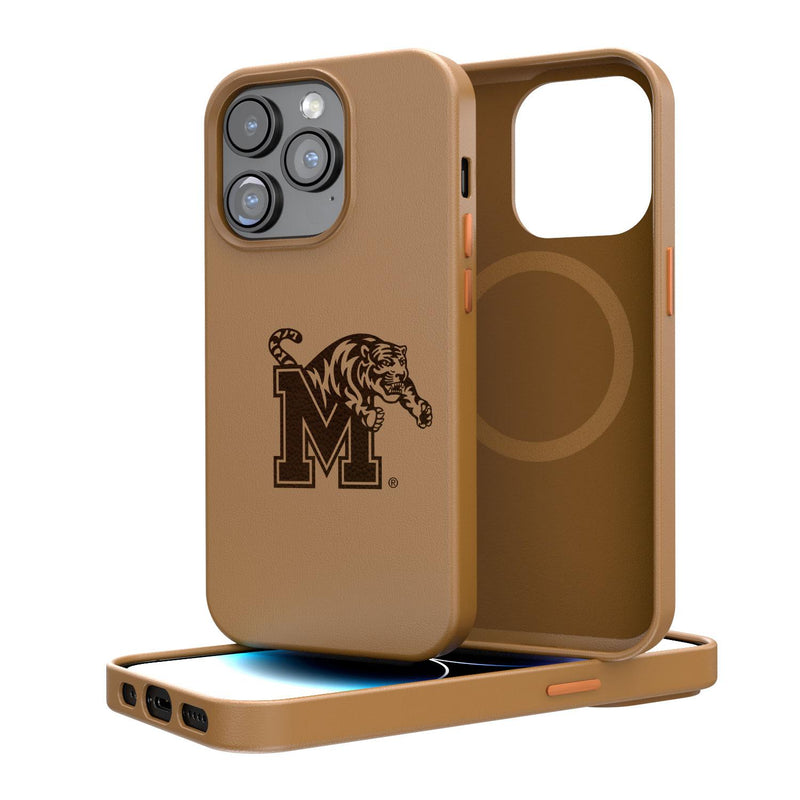 Memphis Tigers Woodburned iPhone Brown Magnetic Case