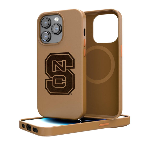 North Carolina State Wolfpack Woodburned iPhone Brown Magnetic Case