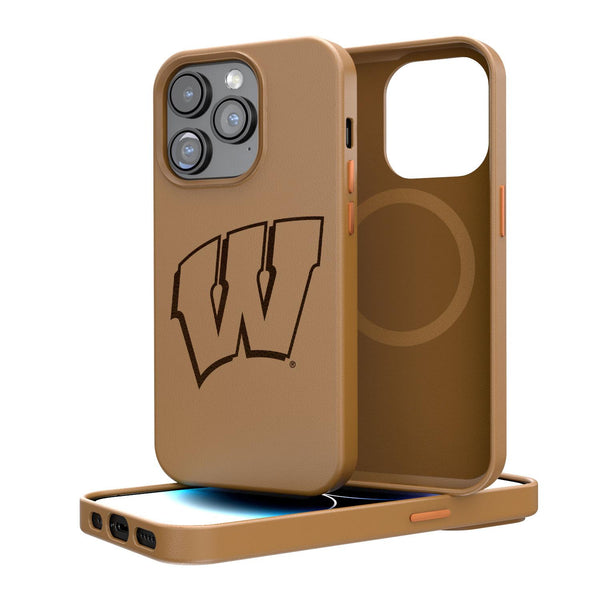 Wisconsin Badgers Woodburned iPhone Brown Magnetic Case