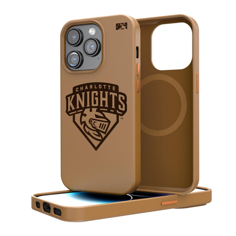 Charlotte Knights Woodburned iPhone 14 Brown Magnetic Case
