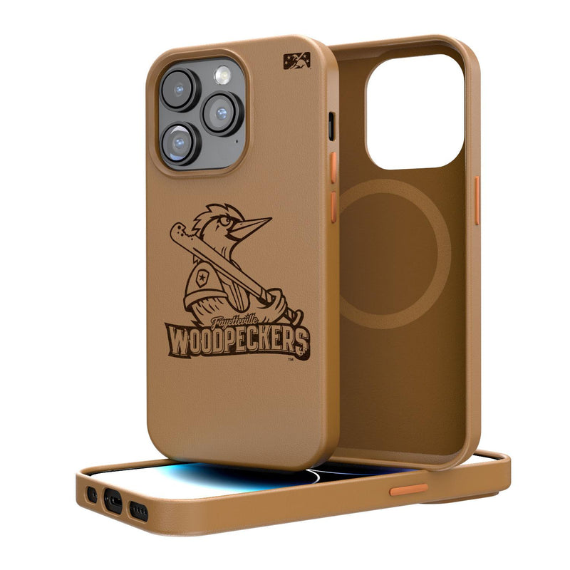 Fayetteville Woodpeckers Woodburned iPhone 14 Brown Magnetic Case