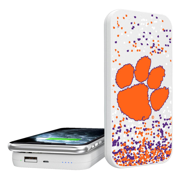 Clemson Tigers Confetti 5000mAh Portable Wireless Charger