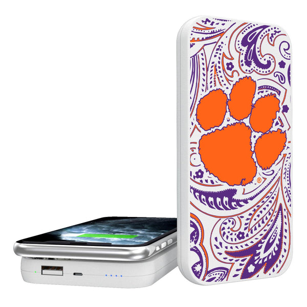 Clemson Tigers Paisley 5000mAh Portable Wireless Charger