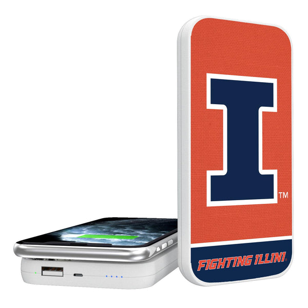 Illinois Fighting Illini Endzone Solid 5000mAh Portable Wireless Charger