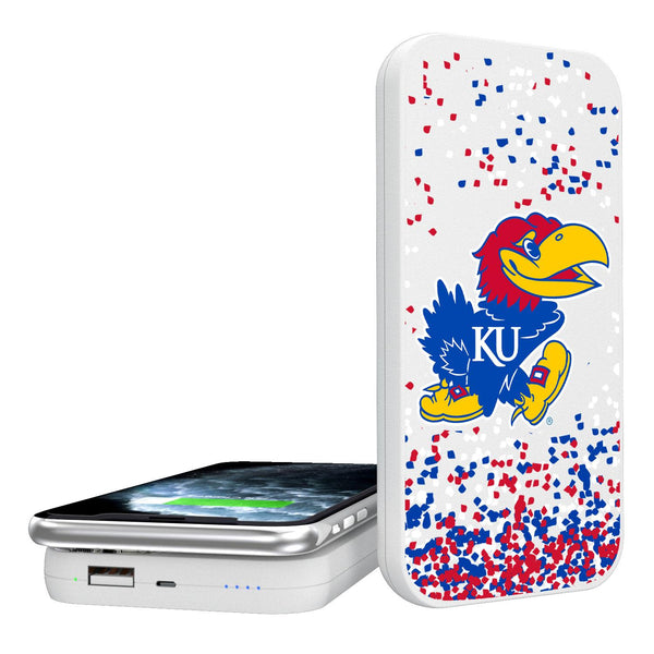 Kansas Jayhawks Confetti 5000mAh Portable Wireless Charger