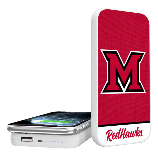Miami RedHawks Endzone Solid 5000mAh Portable Wireless Charger