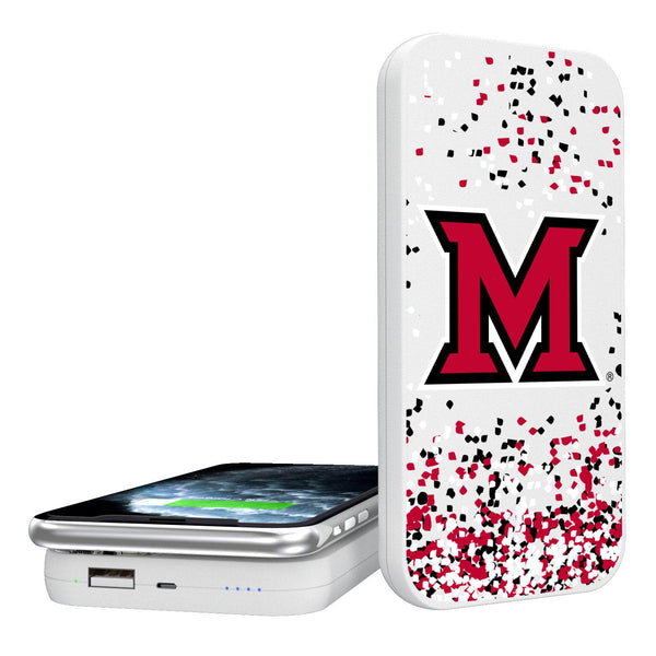 Miami RedHawks Confetti 5000mAh Portable Wireless Charger