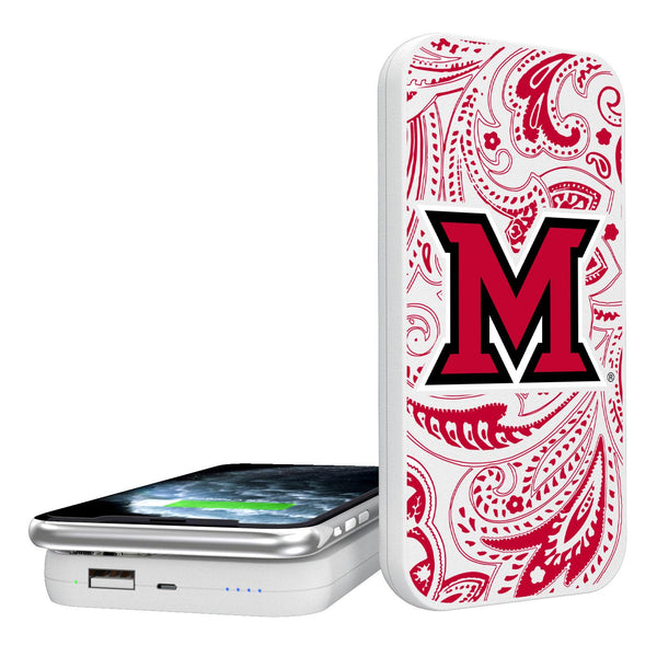 Miami RedHawks Paisley 5000mAh Portable Wireless Charger