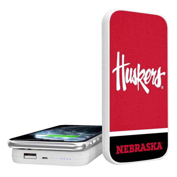 Nebraska Huskers Endzone Solid 5000mAh Portable Wireless Charger
