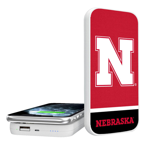 Nebraska Huskers N Endzone Solid 5000mAh Portable Wireless Charger