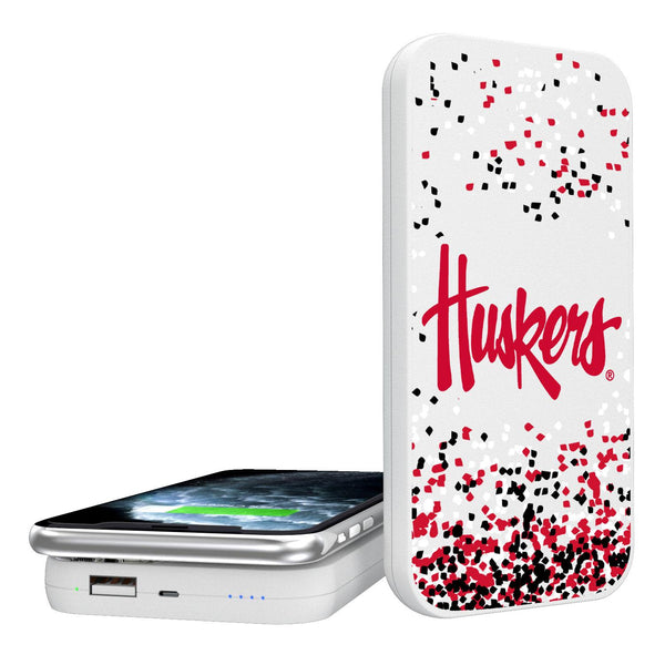 Nebraska Huskers Confetti 5000mAh Portable Wireless Charger