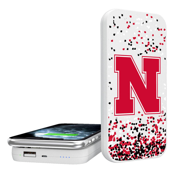 Nebraska Huskers N Confetti 5000mAh Portable Wireless Charger
