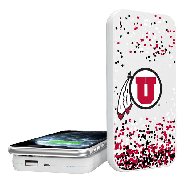 Utah Utes Confetti 5000mAh Portable Wireless Charger