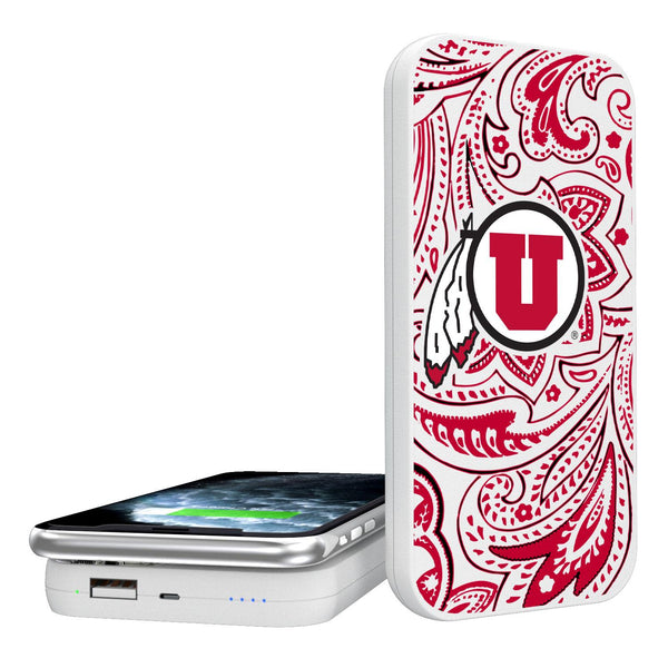 Utah Utes Paisley 5000mAh Portable Wireless Charger